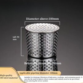 Gutter Downsport Guards -Stainless Steel Filter, 10CMGutter Downspout Protectors for Preventing Blockage Leaves Prevent Snakes, mice, and Birds from Entering The House Through Pipes