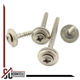 Pack of 100 Plumber Screws with Sealing Washer 15 mm Phillips 4.5 x 40 mm DIN 7995 Stainless Steel A2 V2A