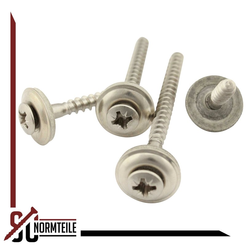 Pack of 100 Plumber Screws with Sealing Washer 15 mm