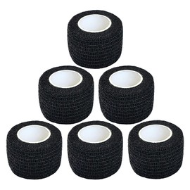 Hysiwen 6 Pack 1" x 5 Yards Self Adhesive Bandage Breathable Cohesive Wrap Self Adherent Vet Tape Self Stick Bandage Wrap for Sports, Athletic, Wrist, Ankle(Black)