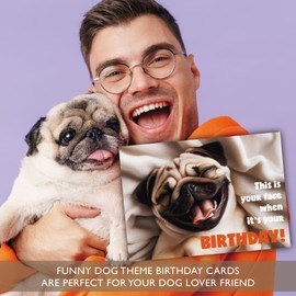 Gooji Funny Birthday Cards for Men - Dog Greeting Card with Smiling Pug Puppy, Perfect for Dog Lovers, Friends, Family, Animal Lovers - Humorous Birthday Card for Husband, Father, Grandpa
