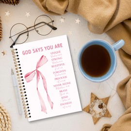 XNXLDYLH Pink Bow Inspirational Christian Notebook Journal, Coquette God Says You Are Spiral Notebook, Preppy Prayer Journals Notebooks for Women, Pink Bible Office School Supplies Gifts, 5.5x8.3 In