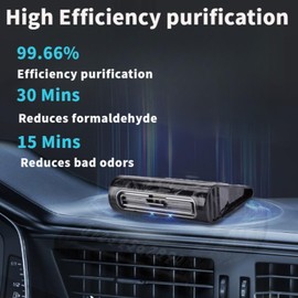 Solar-Powered Car Air Purifier with USB Charging & Ozone Odor Elimination - Portable HEPA Filter-Free Ionizer for Smoke, Pet Odors, VOCs - Compact, Silent, Best for Car Use (8819 carbon fiber)