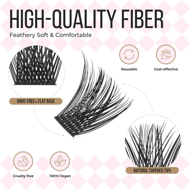 LASHVIEW Lash-Extension-Clusters 336pcs D Curl Lash Clusters Natural Look Cluster