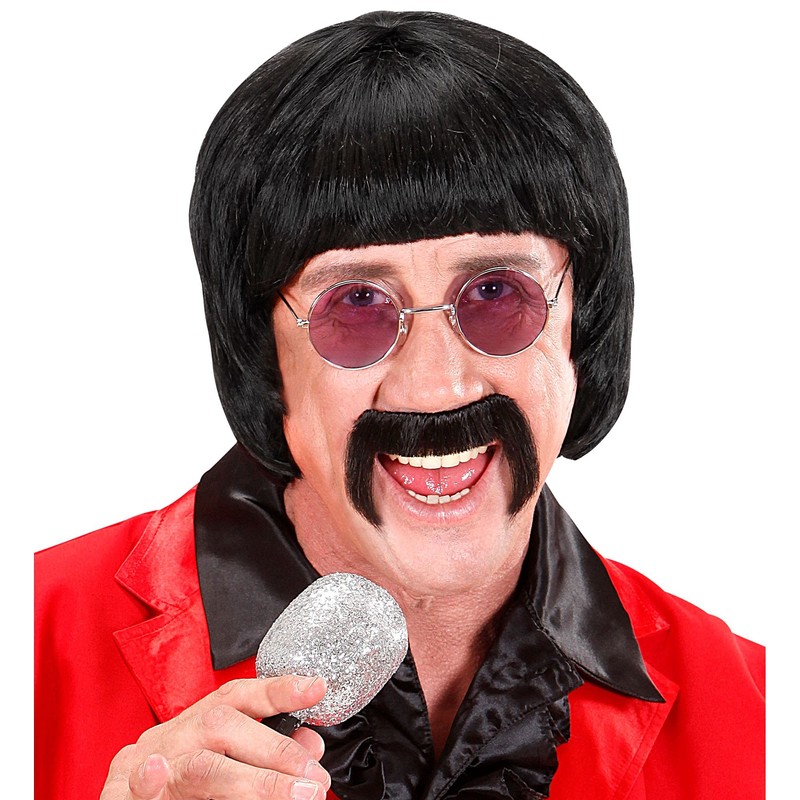 Mens 60s Music Man withTash - Black Wig for Hair