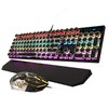 Typewriter Mechanical Gaming Keyboard and Mouse Combo, Retro Punk Round