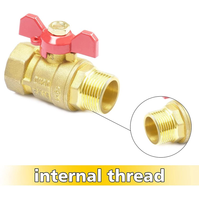 Noosverl Brass Shut-off Valve 3/4 Inch Ball Valve with Red