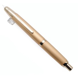 JINHAO 10 Press Fountain Pen, Retractable Metal Pen with Ink Converter (EF Nib 0.38mm, Striated Golden)