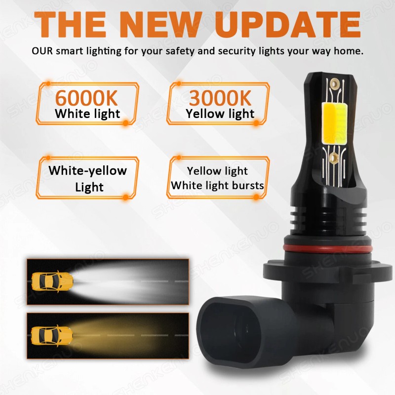 SHENKENUO Switchback 9005 HB3 LED Headlight Bulbs High Beam Dual