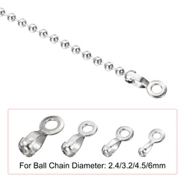 MECCANIXITY Ball Chain Connector, Stainless Steel Pull Loop Crimp Link Clasp Connection Fit for 2.4/3.2/4.5/6mm Beaded Ball Chains, Silver Pack of 60