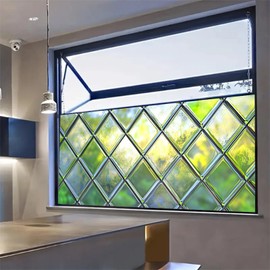 HOMETITUTE Diamond Pattern Privacy Window Film 39.3x17.7 Inch Static Cling Glass Sticker Decorative Window Cling Frosted Window Cover No Glue for Kitchen Bathroom Door UV Blocking