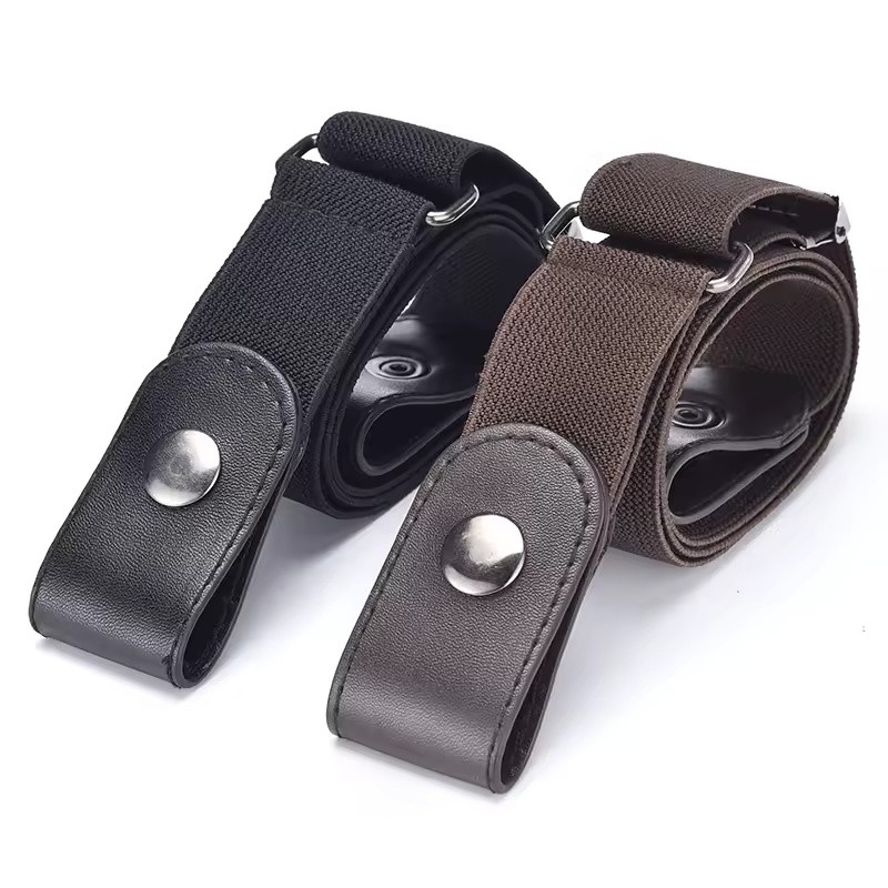 2-Pack No-Buckle Elastic Belts for Men & Women, Adjustable 1.38-Inch