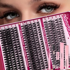 Fluffy Lash Clusters, 300pcs Diy Lash Extensions Kit, 3 Styles D Curl Lashes Individual Cluster, 10-18mm Natural Individual Lashes, With Bond And Seal, Tweezers (30+40+50D)