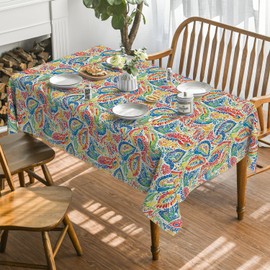 Horaldaily Paisley Floral Tablecloth 60×120 Inch Rectangular, Vintage Colorful Leaves Pattern Bohemian Style Washable Table Cover for Dinner Patio Garden Picnic BBQ