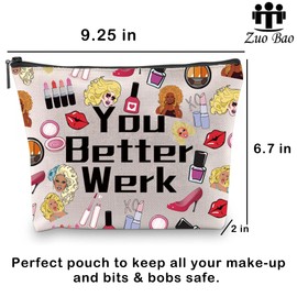Drag Race Inspired Makeup Bag Drag Queen Gift You Better Werk Canvas Cosmetic Bag for FA (You Better Werk)