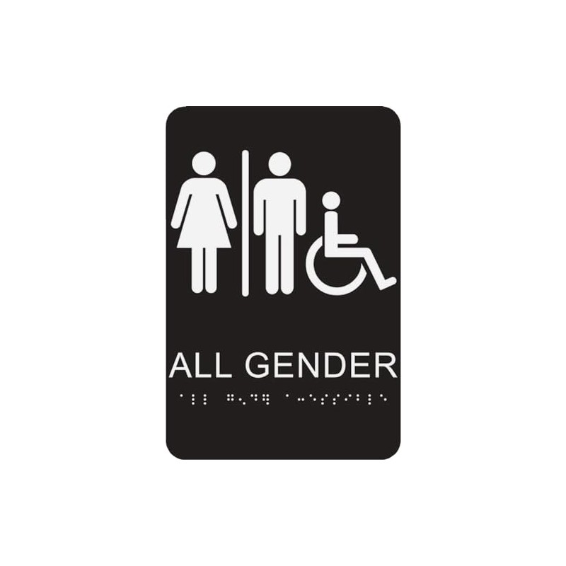HY-KO Products DB-22 All Gender Restroom Braille Sign, 6 in