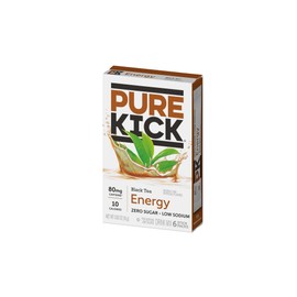 Pure Kick Black Tea Energy - Pack of 6 - Powdered Drink Mix - Low Calorie - Zero Sugar - 6 Sticks Per Box - 36 Servings