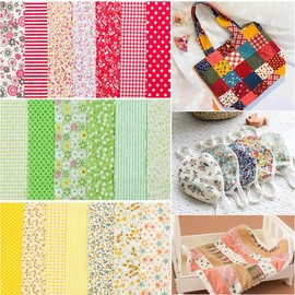 Hrlace Pack of 7 Cotton Fabric Sold by the Metre 50 x 50 cm Patchwork Fabric Package Fabric Scraps DIY Fabric Squares Cotton Cloth Handmade Sewing Quilting Fabric Flowers Cotton Cloth for DIY Crafts