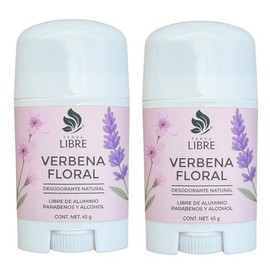 Desodorante Barra Natural Mujer, Verbena Floral, 45g, 2 Piezas