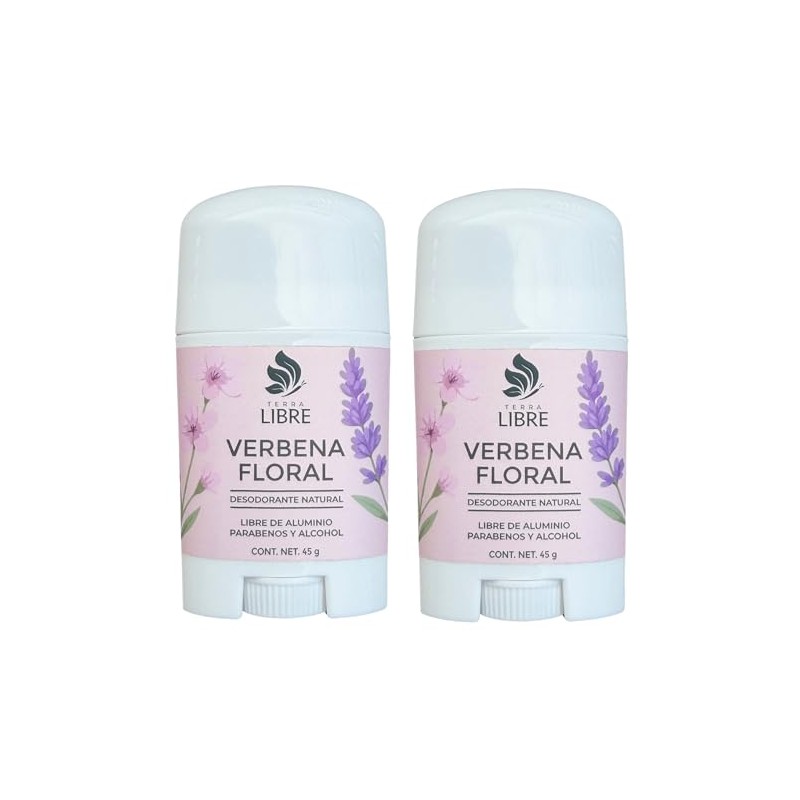 Desodorante Barra Natural Mujer, Verbena Floral, 45g, 2 Piezas