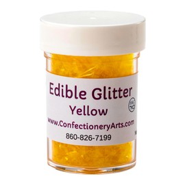 EDIBLE GLITTER YELLOW: Shimmer/Sparkle/Flakes for Cakes and Cupcakes Decorating/Sprinkles/Shapes/Kosher/Topper and Accent for Desserts