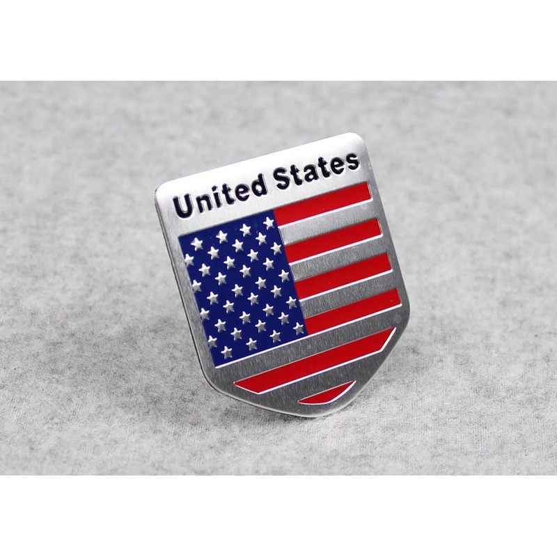 Generic Car Racing Sports US USA American Flag Shield Emblem