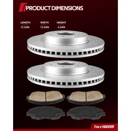 Torchbeam 295.8mm(11.64 inch) Front Brake kit| Brake Pads and Rotors Kit Compatible with Front For: 2014-2017 Nissan Rogue,Disc Brake Rotors + Ceramic Pads Kit,6pcs,31512 D1737