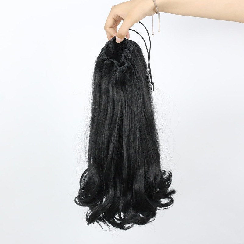 16 Inch Yaki Drawstring Ponytail for Black Women Synthetic Kinky