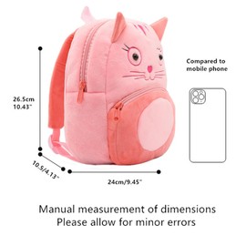 Yvechus Toddler Backpack Zoo Plush Mini Daypack Animal Cartoon Travel Bag for Baby Girl Boy (Pink（Kitten）)