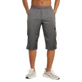 NANAMEEI Men's Hiking Shorts 3/4 Cargo Shorts Mens Summer Shorts Long Shorts,Dark Gray,L