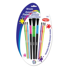 BAZIC Paint Brushes Set Round Nylon Bristle Brush, Assorted Size Kids Paintbrushes for Acrylic Oil Watercolor Gouache Art Painting (9/Pack), 1 Unit, Random Color