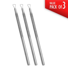 Metal Silver Cuticle Pusher and Cutter Remover Salon Quality Stainless Steel Gel Nail Polish Peeler Scraper Durable Professional Manicure Pedicure Cleaner Tool For Fingernail and Toenail (Pack of 3)