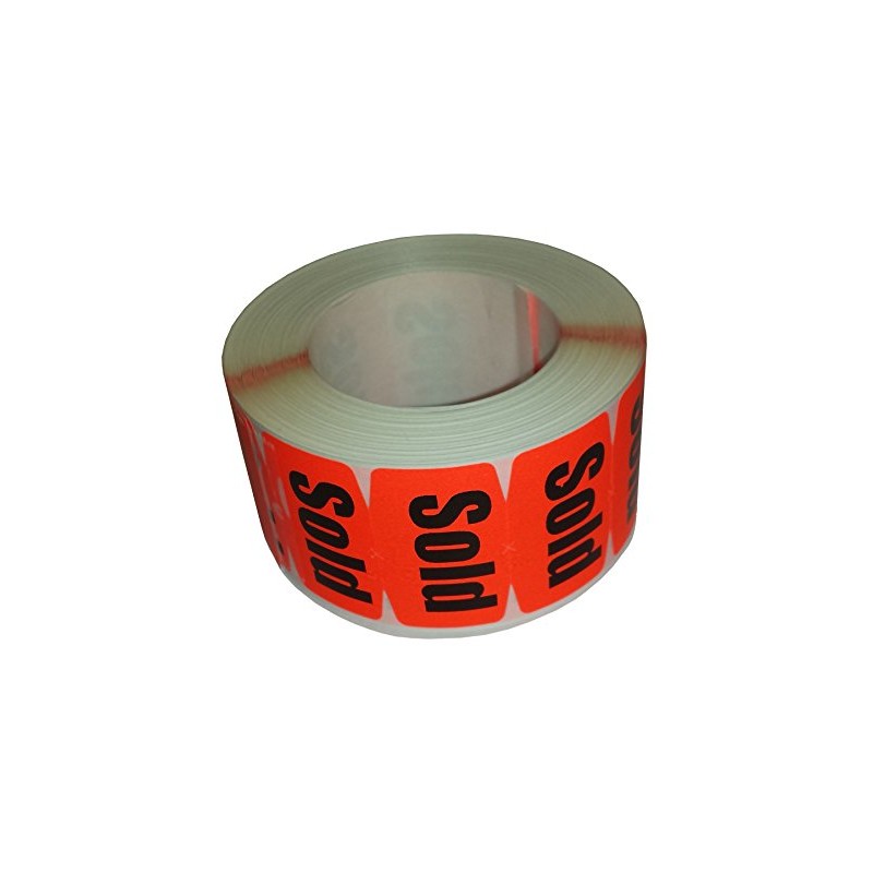 Sold Stickers, Fluorescent Red, 1000