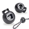 50 Pack Small Round Cord Locks Plastic Toggle Stoppers Single Hole Spring Loaded Ends Elastic Drawstring Rope Paracord Locks Clips Shoeslace Canvas Bags Lanyard Stops Sliding Fastener Buttons Black