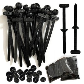 20pcs Nylon Universal Cable Tie Buckle, Self Locking T Zip Ties Heavy Duty with Pin & Button Design, Bumper Zipper Clips, Fasteners Automotive Replacement Screw Fixing Tool for Car Daily Repair