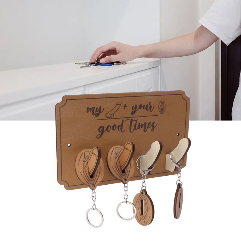 Key Holder Rack 4 Hook Cute Pendant Poplar Wooden Key