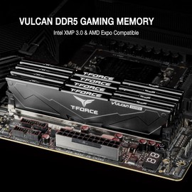 TEAMGROUP T-Force Vulcan DDR5 64GB (2x32GB) 6000MHz (PC5-48000) CL38 Intel XMP 3.0 & AMD Expo Compatible Desktop Memory Module Ram Black FLBD564G6000HC38JDC01