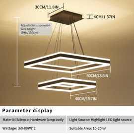 Matven Modern Ceiling Chandeliers, with Remote Control Dimmable 3 Color Mode & Brightness (Warm & Cool & Neutral Light) Ceiling Chandelier, Acrylic Anti-Flicker Dining Light Fixture for Kitchen