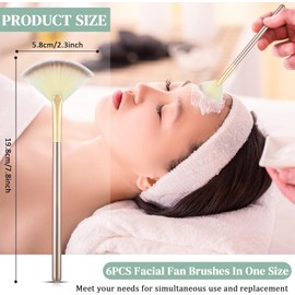 Maitys 6 Piezas Abanico Mascarilla Cepillos Suave Abanico Mascarilla Facial Aplicador Herramientas Pincel Pinceles de Maquillaje Herramientas Cosméticas Con Asa para Mascarilla Peel Maquillaje Mujeres
