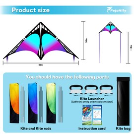 FejoHify Delta Kites Set for Adults and Kids (3-Pack, Multicolor), Easy to Fly for Beginners, Perfect for Beach, Park and Outdoor Activities