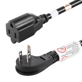 VSEER 2Feet 16 Gauge Flat Plug Heavy Duty Extension Cord Outlet Saver 3-Prong Grounded Short Power Extension Cord, SJT 3X16AWG 13A 1625W, UL Listed (Black, 2FT)