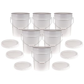 ATERET 4 Gallon White Bucket & Lid - Durable 90 Mil All Purpose Pail - Food Grade - BPA Free Plastic (18 Pack)