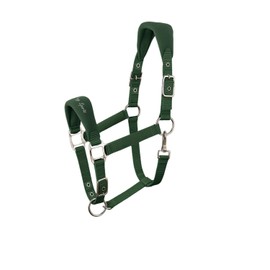 AK Feather Soft Padded Horse Head Collar – Extra Comfort Padding, Adjustable Curb & Poll Straps – Gentle, Durable & Secure Halter for Horses AKRS-6070-01 (Forest Green, Cob/ (M))