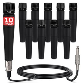 Pyle Professional Dynamic Microphone - 10-Unidirectional Handheld Moving Coil Mic with Built-in Pop Filter, 15 ft. XLR Audio Cable, Ideal for Stage, Karaoke & Studio Performances