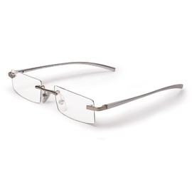 Visualites Rectangle Lightweight Aluminum Rimless Reading Glasses for Men & Women Model X