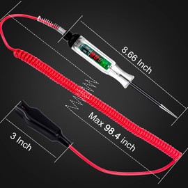 Premium Digital LED Automotive Circuit Tester, DC 2.6V-32V Test Light with Portable PU Extended Spring Wire, Vehicle Circuits Low Voltage Light Tester with Sharp Stainless Probe