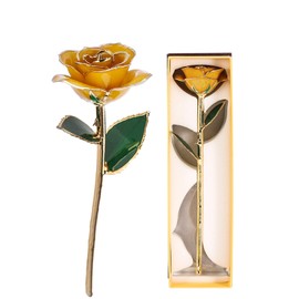 24K Peach Gold Rose, Dipped Gold Rose Love Real Golden Plated Preserved Eternal Flower with Rose Stand Present for Wife/Girlfriend/Daughter (Peach)