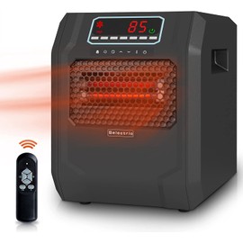VOLTORB Freestanding Portable Electric Space Heater for Bedroom or Indoor Use with LED Display, Remote Control, and Fan Only Mode, Black