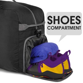 32" Foldable Duffle Bag 100L for Travel Gym Sports Lightweight Luggage Duffel By WANDF (32 inches (100 Liter), Black 32'')