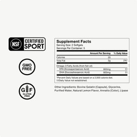 Momentous Omega-3 Fish Oil 1,600 mg - Daily Fish Oil Omega-3 Supplement for Women & Men with EPA & DHA - Supports Joint Health - NSF Certified, GMO-Free, Gluten-Free, 30 Servings